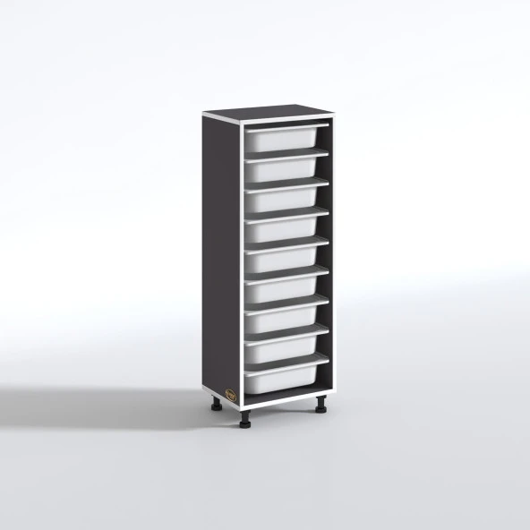 Kenzlife sepetli mutfak dolabı ruberu gri 122x45x30 banyo oyuncak çamaşır beyaz 9 lu sepet - Resim 3