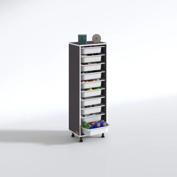 Kenzlife sepetli mutfak dolabı ruberu gri 134x45x30 banyo oyuncak çamaşır beyaz 10 lu sepet - Resim 2