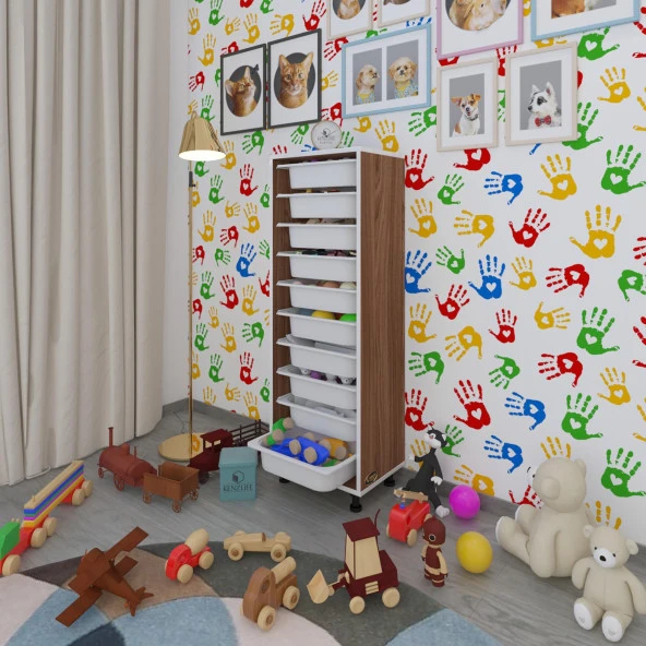 Kenzlife sepetli mutfak dolabı ruberu cvz 134x45x30 banyo oyuncak çamaşır beyaz 10 lu sepet ürün görseli