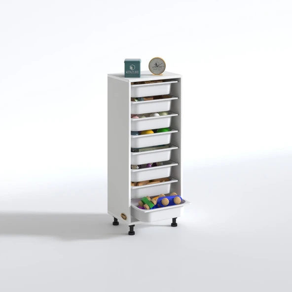 Kenzlife sepetli mutfak dolabı ruberu byz 110x45x30 banyo oyuncak çamaşır beyaz 8 li sepet - Resim 2