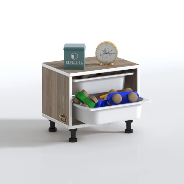 Kenzlife sepetli mutfak dolabı ruberu crd 038x45x30 banyo oyuncak çamaşır beyaz 2 li sepet - Resim 2