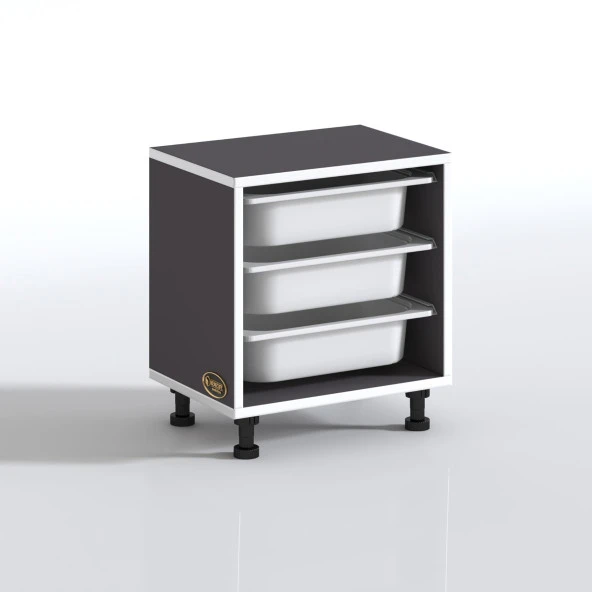 Kenzlife sepetli mutfak dolabı ruberu gri 050x45x30 banyo oyuncak çamaşır beyaz 3 lü sepet - Resim 3