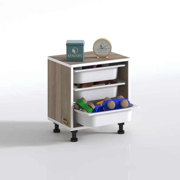 Kenzlife sepetli mutfak dolabı ruberu crd 050x45x30 banyo oyuncak çamaşır beyaz 3 lü sepet - Resim 2