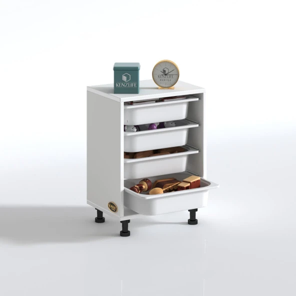 Kenzlife sepetli mutfak dolabı ruberu byz 062x45x30 banyo oyuncak çamaşır beyaz 4 lü sepet - Resim 2