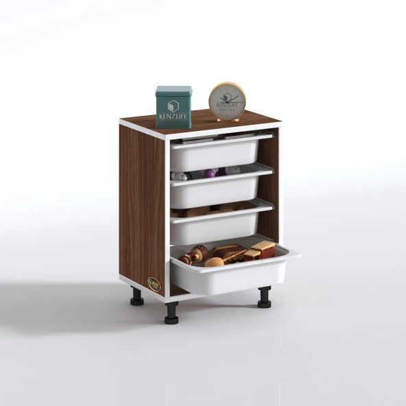 Kenzlife sepetli mutfak dolabı ruberu cvz 062x45x30 banyo oyuncak çamaşır beyaz 4 lü sepet - Resim 2