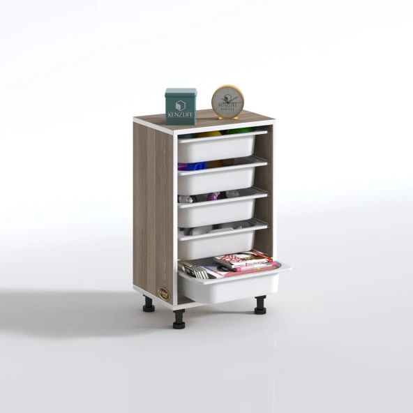 Kenzlife sepetli mutfak dolabı ruberu crd 074x45x30 banyo oyuncak çamaşır beyaz 5 li sepet - Resim 2