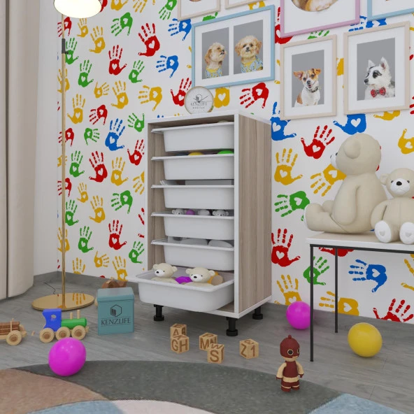 Kenzlife sepetli mutfak dolabı ruberu crd 086x45x30 banyo oyuncak çamaşır beyaz 6 lı sepet ürün görseli