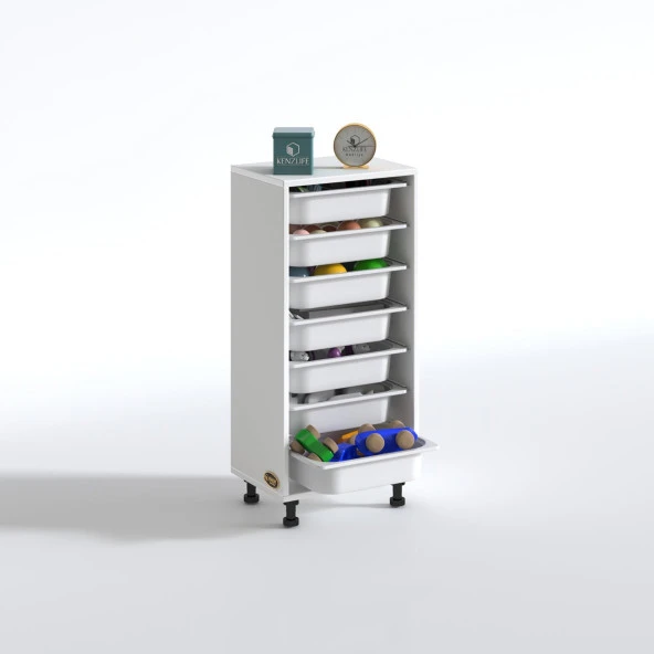 Kenzlife sepetli mutfak dolabı ruberu byz 098x45x30 banyo oyuncak çamaşır beyaz 7 li sepet - 2