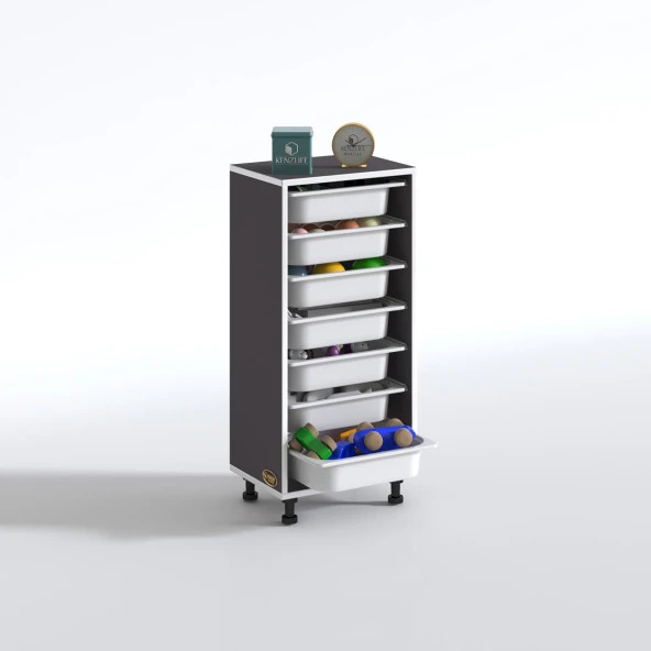 Kenzlife sepetli mutfak dolabı ruberu gri 098x45x30 banyo oyuncak çamaşır beyaz 7 li sepet - Resim 2