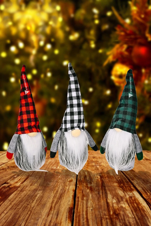 64365 3’lü Gnome Dekorasyon Seti, Sevimli Peluş Gnome Noel Hediyesi