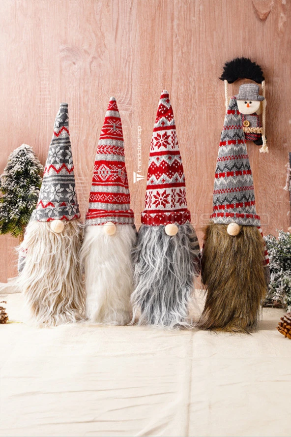 64366 4’lü Gnome Neol Dekorasyon Seti Sevimli Peluş Noel Baba Gnome Set - 2