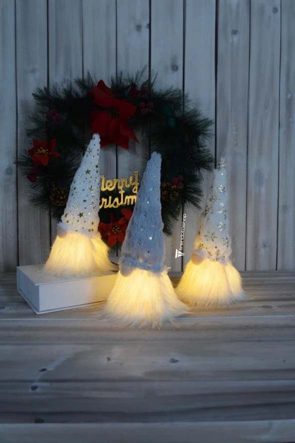 64363 Noel Dekorasyon Gnome LEDli 25 cm Yüksek, Noel Bab Gnome, Çocuklar için Gnome Hediyeleri 3lü Paket - 2