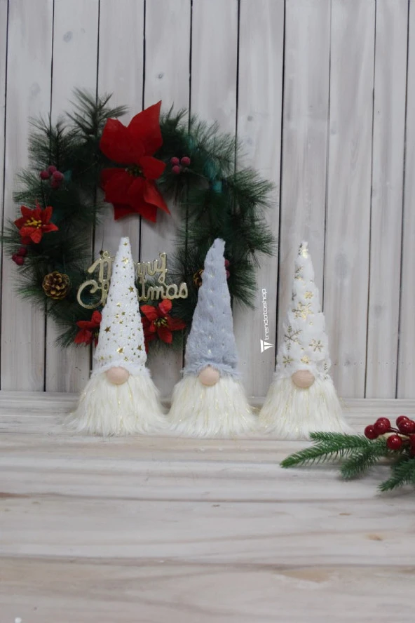 64363 Noel Dekorasyon Gnome LEDli 25 cm Yüksek, Noel Bab Gnome, Çocuklar için Gnome Hediyeleri 3lü Paket - 3