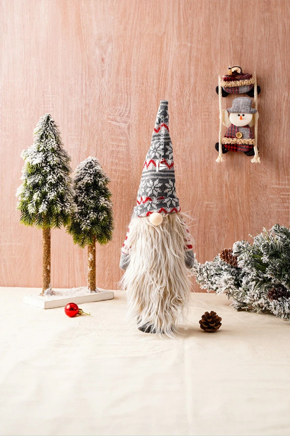 64366 4’lü Gnome Neol Dekorasyon Seti Sevimli Peluş Noel Baba Gnome Set - 3