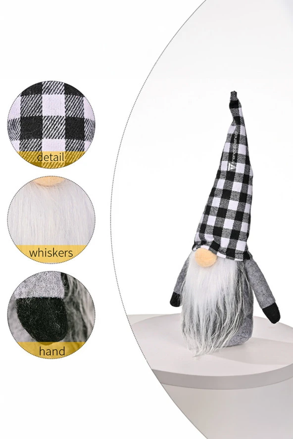 64365 3’lü Gnome Dekorasyon Seti, Sevimli Peluş Gnome Noel Hediyesi - 4