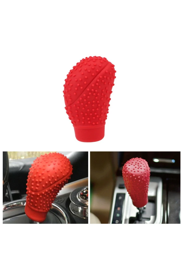 61290 Universal Silikon Masajlı Kırmızı Vites Topuzu Kılıfı