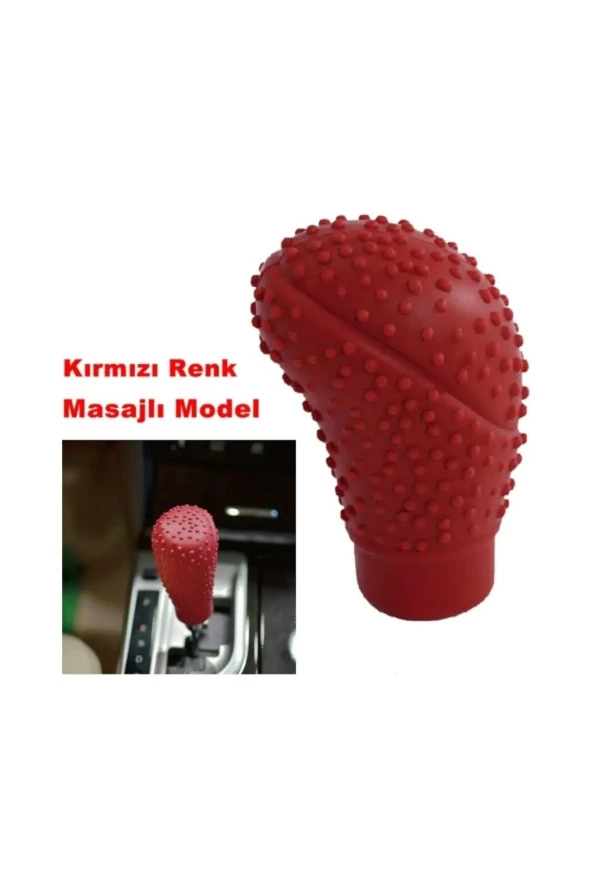 61290 Universal Silikon Masajlı Kırmızı Vites Topuzu Kılıfı - 2