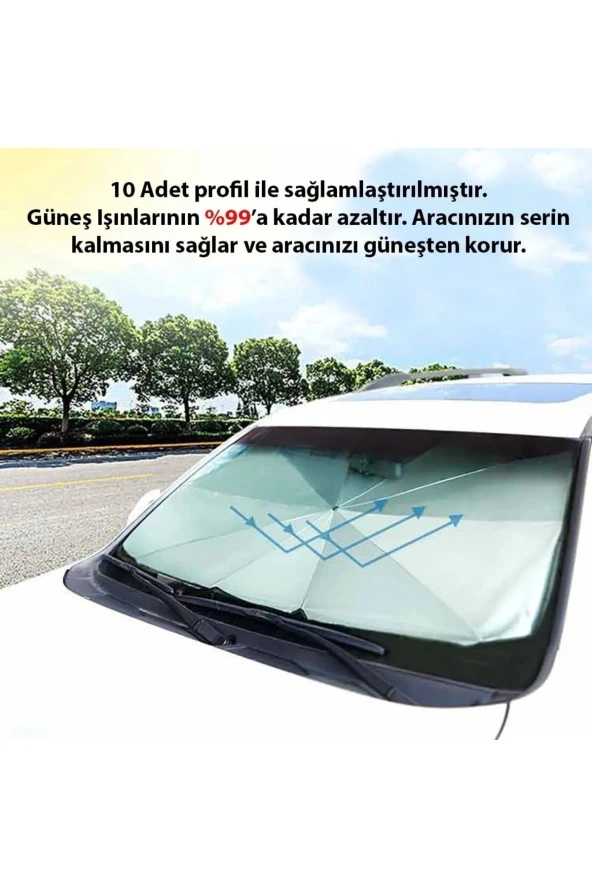 Araba Güneş Gölge Koruyucu Şemsiye Oto Ön Cam GÜNEŞLIK(145CMx79CM) - 145 x 79 cm - 2