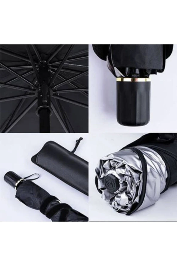 Polham Çantalı Araç Ön Cam Güneşlik Şemsiyesi 145cm 79cm Araç Güneş Koruyucu - 5