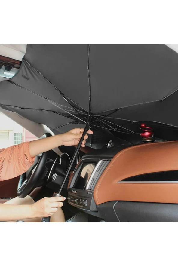 Tüm Araçlar İçin Araba Ön Cam Güneşlik Katlanabilir Güneşlik Şemsiye Ön Cam Gölgelik ESNEK - 3