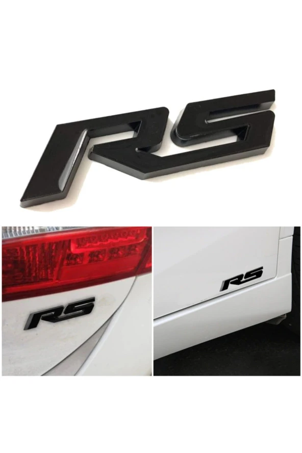 Sticker106  Rs Siyah 3d Krom Kaplama Renkli Paslanmaz Metal Arma Amblem Vernikli Sticker Yapışkanlı