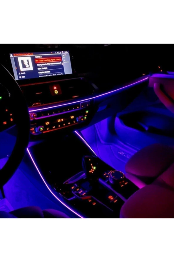 21173  Auto Girişli 12 Ledli Araç Içi Ayak Altı Sese Duyarlı Rgb Şerit Led Aydınlatma