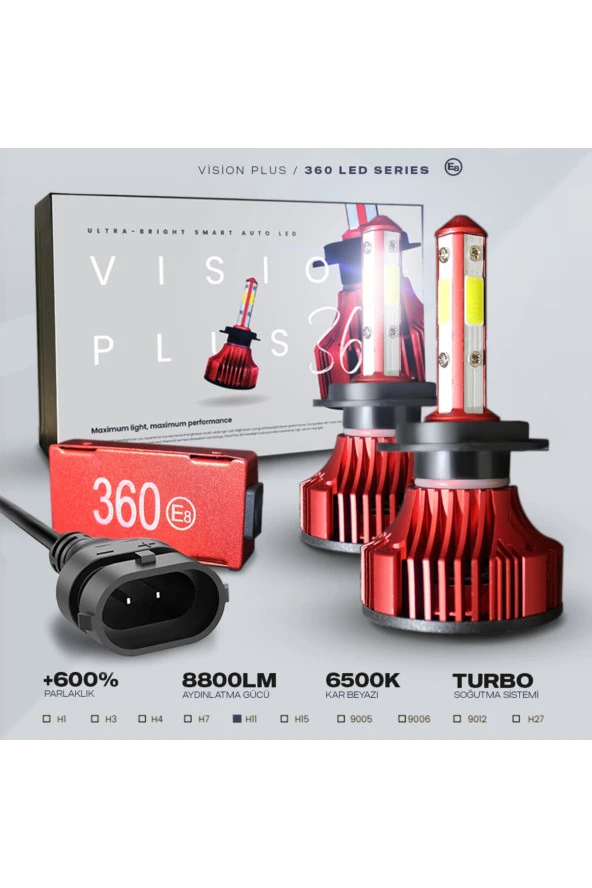 11024 360° Led Xenon Dob H11 34w 8800 Lumen