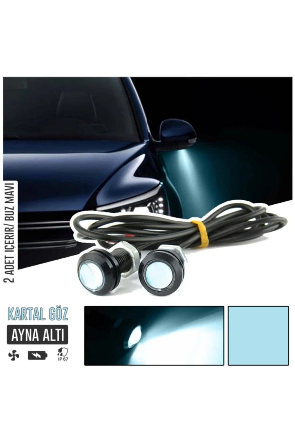 14292  Ayna Altı Kartal Göz 2li Led - Buz Mavi