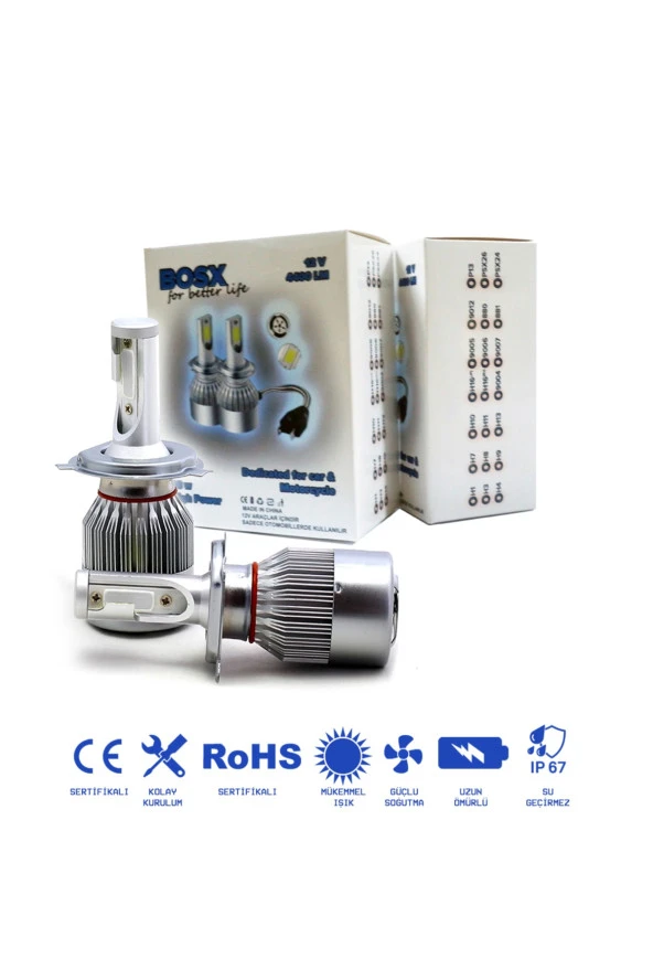 11187 9005 Led Xenon Far Led Zenon Ampulü Deli Mavi Yeni Nesil Şimşek Etkili Bosx