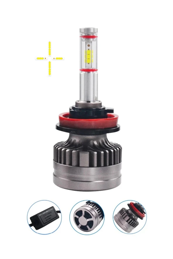 11014 Led 360 M8 H11 Full Power Csp 360° Led Xenon Far Ampulü 100 Canbus 12000lm - 2