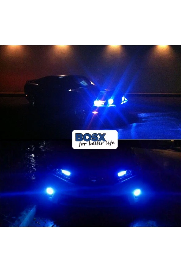 11187 9005 Led Xenon Far Led Zenon Ampulü Deli Mavi Yeni Nesil Şimşek Etkili Bosx - 2