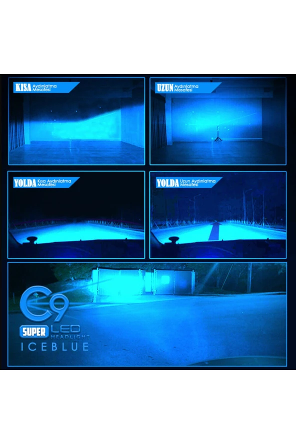 11094 H11 Trio Led Xenon Far Led Zenon Ampulü Buz Mavi Beyaz Gün Işığı Yeni Nesil Şimşek Etkili - 3