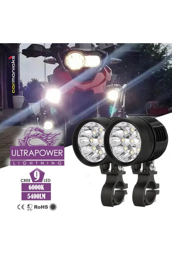 41435  Cree Led Ultra Power Lightning Usa Evrensel Sis Farı 9 Led Su Geçirmez Off Road Oto Motor Led Far