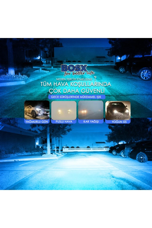 11178 Bosx Iceblue Buz Mavi Led Xenon Far Ampulü 4400lm 9006 - 2