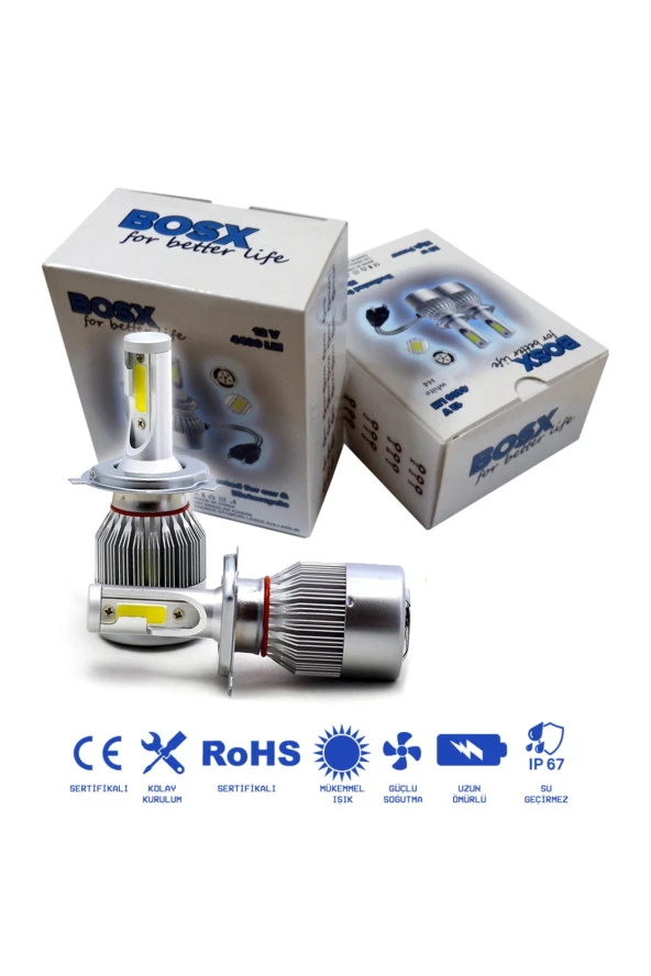 11168  9006 Led Xenon Far Led Zenon Ampulü Beyaz Yeni Nesil Şimşek Etkili Bosx