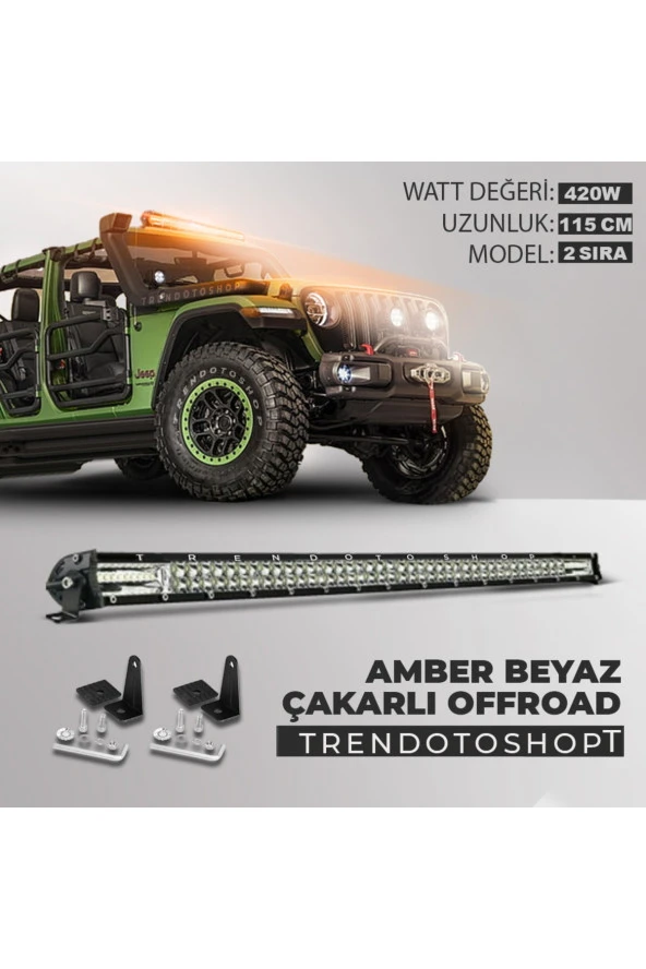 41060 420w 115 Cm Çift Sıra 5 Modlu Turuncu Beyaz Off Road Led Bar