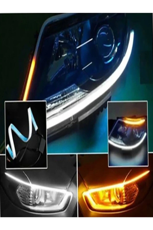 21032  Far Üstü Kayar Led Selamlamalı Sinyalli 60 Cm Beyaz Ve Turuncu Renk - 2