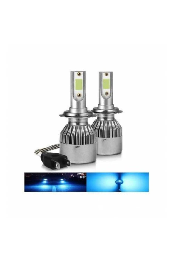 11203  Yeni Seri C6 Tip Buz Mavisi H7 Led Xenon, Far Ampülü 4400lm, 10000k Zenon Seti