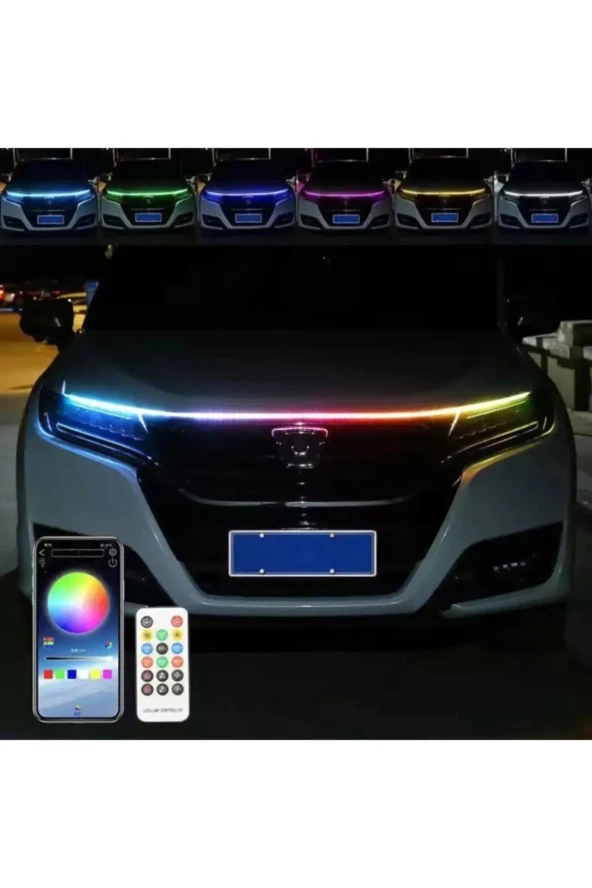 21060  Volkswagen Transporter Drl Ön Kaput Gündüz Ledi App Ve Kumanda Kontrol 1.5 Metre Rgb Led Şerit