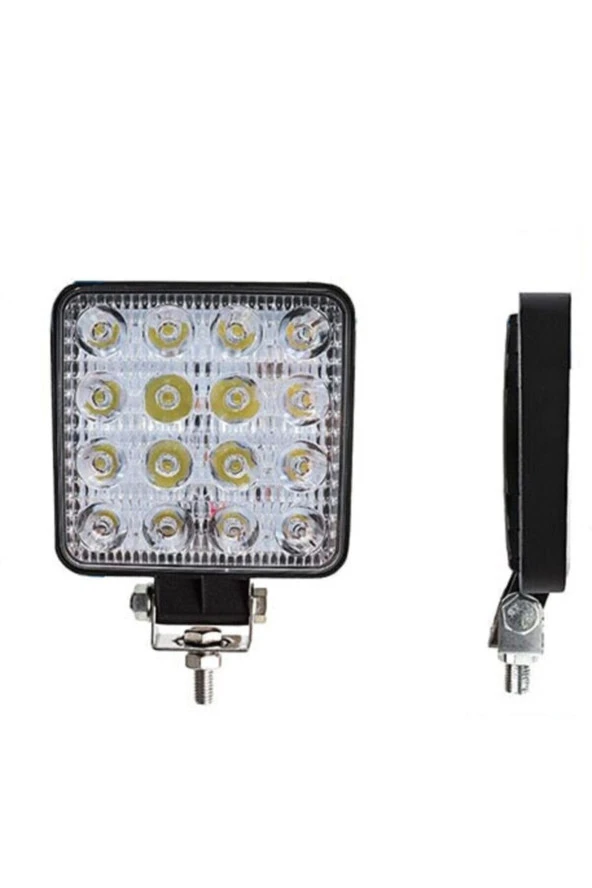 41290  Off Road Sis Farı 12-36v 16 Led Kare Çalışma Lambası Beyaz Aydınlatma