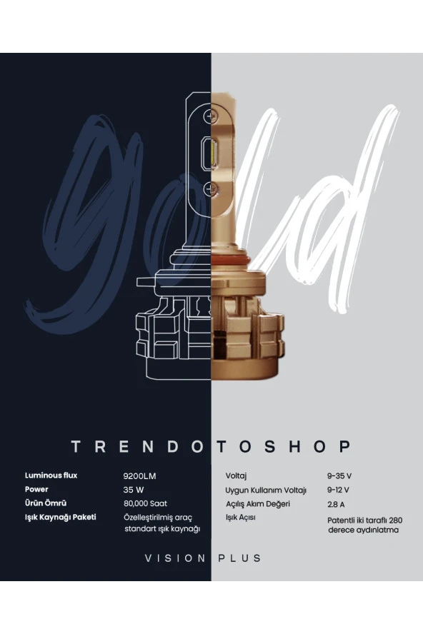 11089 Toyota Yaris 2014-2018 Uyumlu Super Mini/slim Csp Led Xenon Far Canbus 9012 35w 9400 Lumen - 2