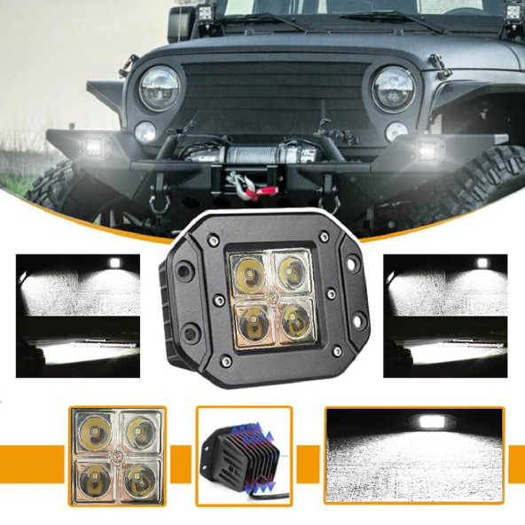 41184  Off Road Sis Lambası 4 Ledli Gömme Montaj 10-30 Volt