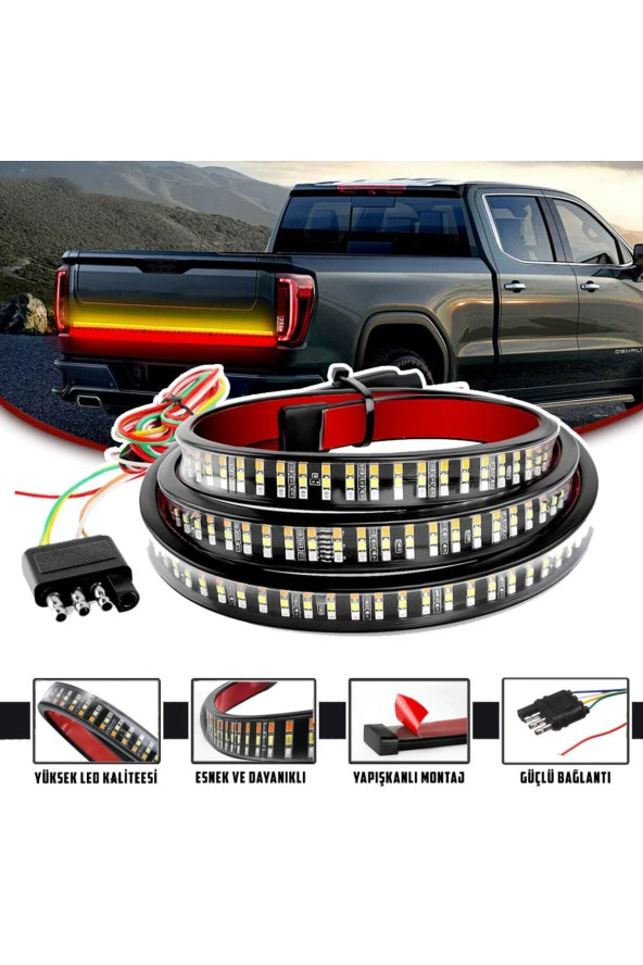 21082 Pick Up Ledi Off Road Bagaj Sinyalli Kayar Led Lamba 120 cm Uyumlu