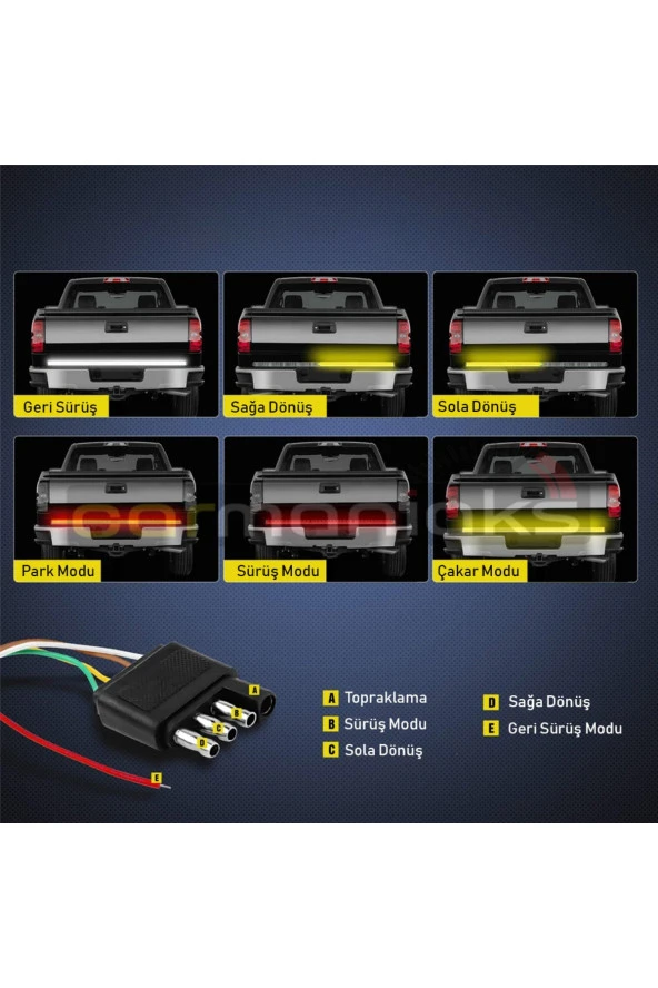 21082 Pick Up Ledi Off Road Bagaj Sinyalli Kayar Led Lamba 120 cm Uyumlu - 2