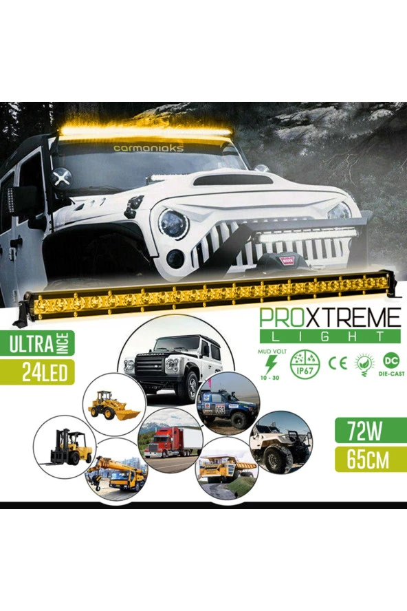 41102 Cree 24 Led 72w Yayıcı Delici Ince Sarı Off Road Led Bar 65cm - 2