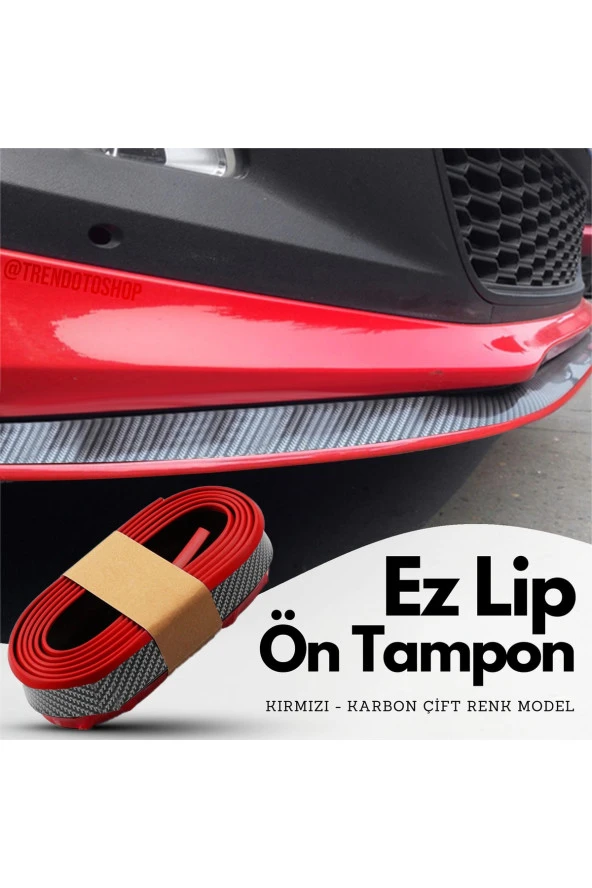 61232  Kırmızı Renk Karbon Desenli Ön Tampon Eki Ez Lip Uyumlu
