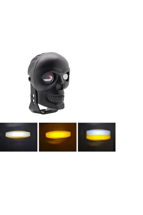 41556-A2 Skull Head Özel Tasarım Motosiklet Sis Lambası 2 Adet - 3