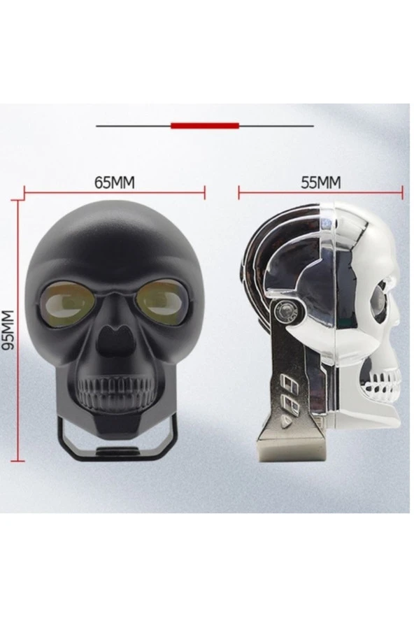 41556-A2 Skull Head Özel Tasarım Motosiklet Sis Lambası 2 Adet - 2