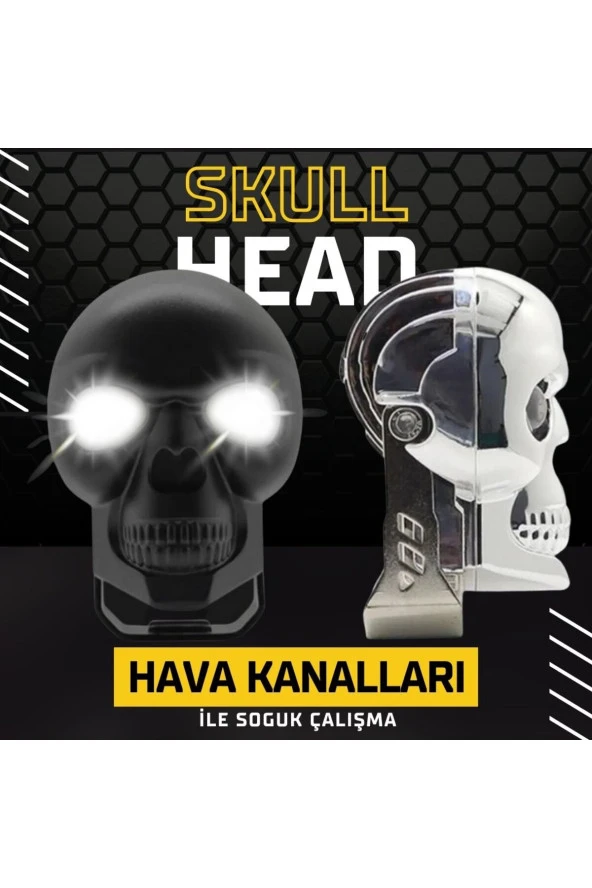 41556-A2 Skull Head Özel Tasarım Motosiklet Sis Lambası 2 Adet