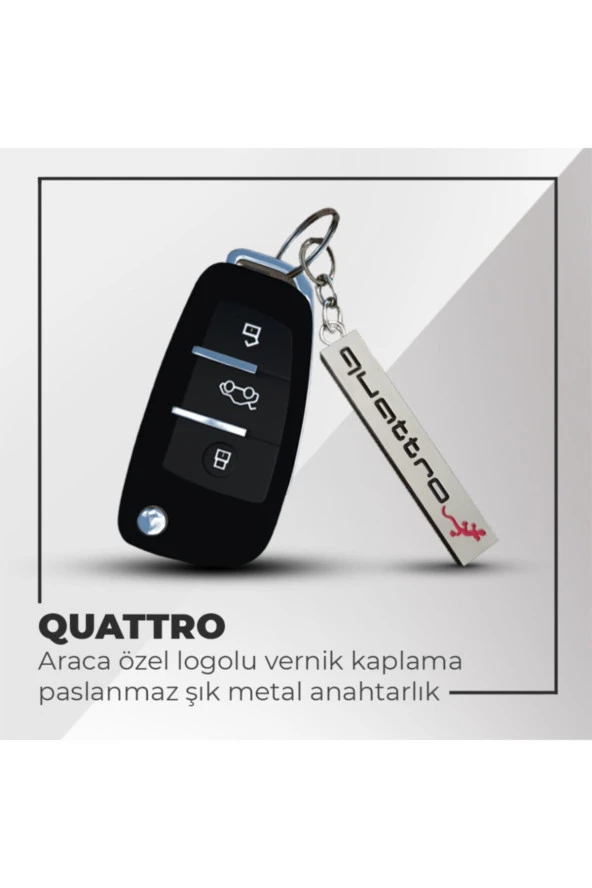 62080  Audi Quattro Uyumlu 3d Metal Paslanmaz Metal Araç Otomotiv Anahtarlığı